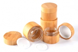 Bamboo Wood Packaging Bottle Empty Glass Cream Jar