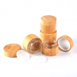 Bamboo Wood Packaging Bottle Empty Glass Cream Jar